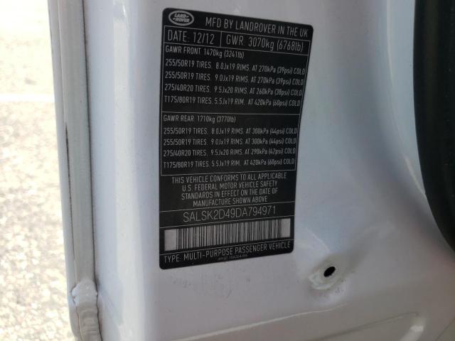 Photo 10 from auction – 2013 LAND ROVER RANGE ROVE with VIN SALSK2D49DA794971