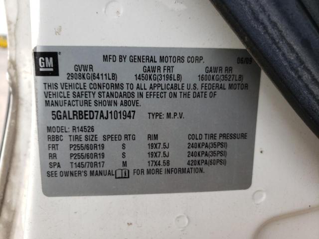 Фото 10 с аукциона – 2010 BUICK ENCLAVE CX с VIN 5GALRBED7AJ101947