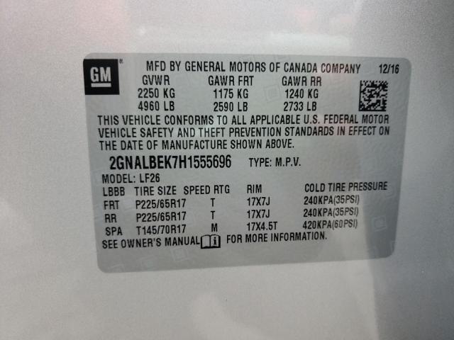Photo 10 from auction – 2017 CHEVROLET EQUINOX LS with VIN 2GNALBEK7H1555696