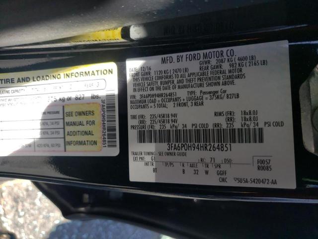 Photo 10 from auction – 2017 FORD FUSION SE with VIN 3FA6P0H94HR264851