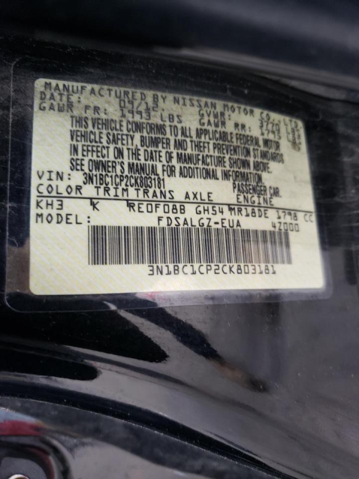 Photo 10 from auction – 2012 NISSAN VERSA S with VIN 3N1BC1CP2CK803181