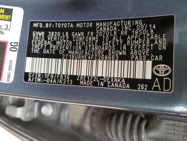 Photo 10 from auction – 2015 TOYOTA COROLLA L with VIN 2T1BURHE4FC268663