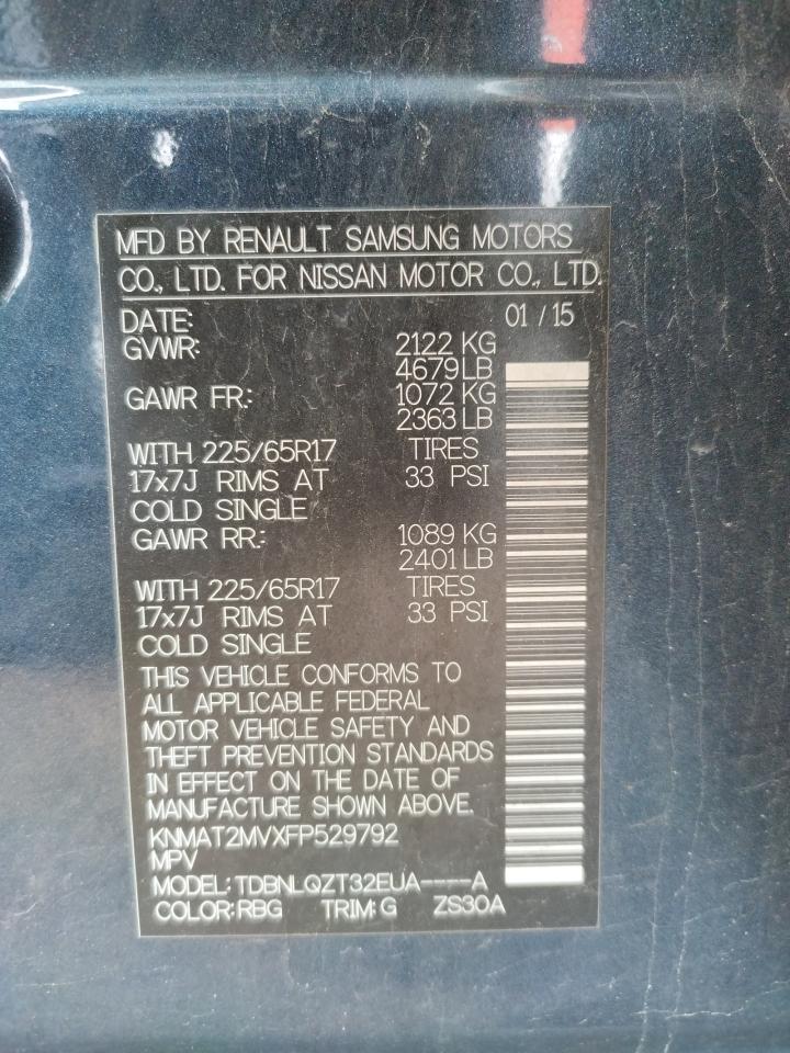 Photo 10 from auction – 2015 NISSAN ROGUE S with VIN KNMAT2MVXFP529792