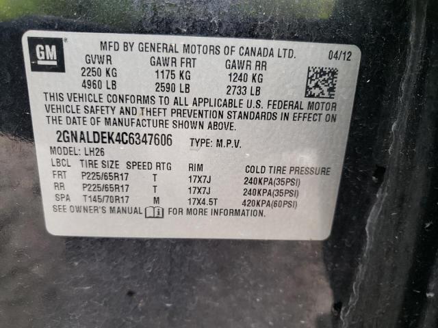 Photo 10 from auction – 2012 CHEVROLET EQUINOX LT with VIN 2GNALDEK4C6347606
