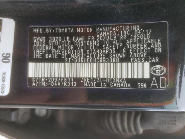 Photo 10 from auction – 2017 TOYOTA COROLLA L with VIN 2T1BURHE6HC893388