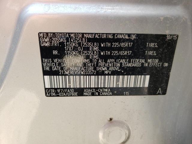 Photo 10 from auction – 2015 TOYOTA RAV4 XLE with VIN 2T3WFREV5FW233572