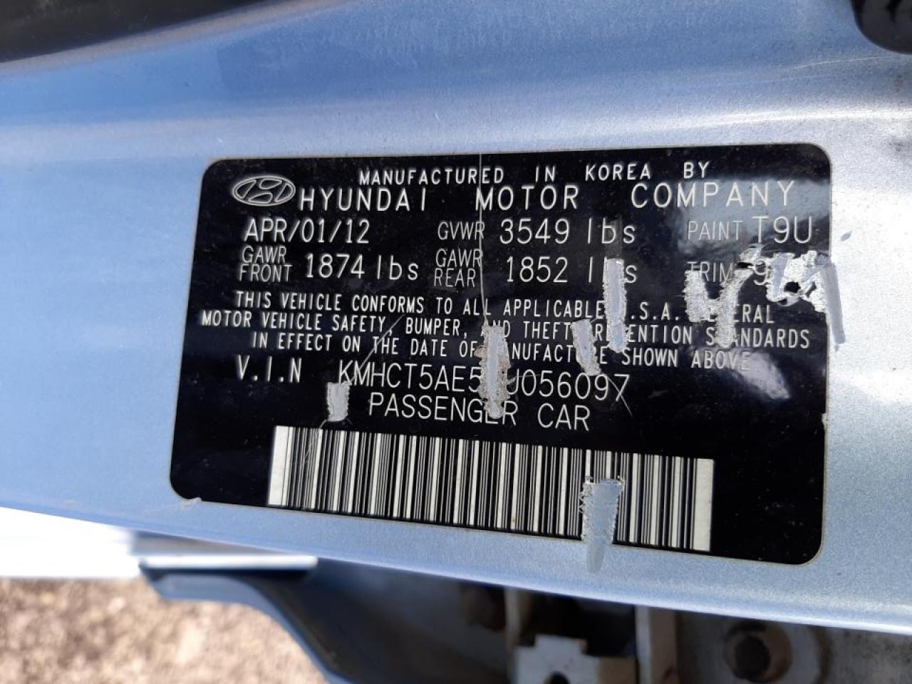 Photo 10 from auction – 2012 HYUNDAI ACCENT GLS with VIN KMHCT5AE5CU056097