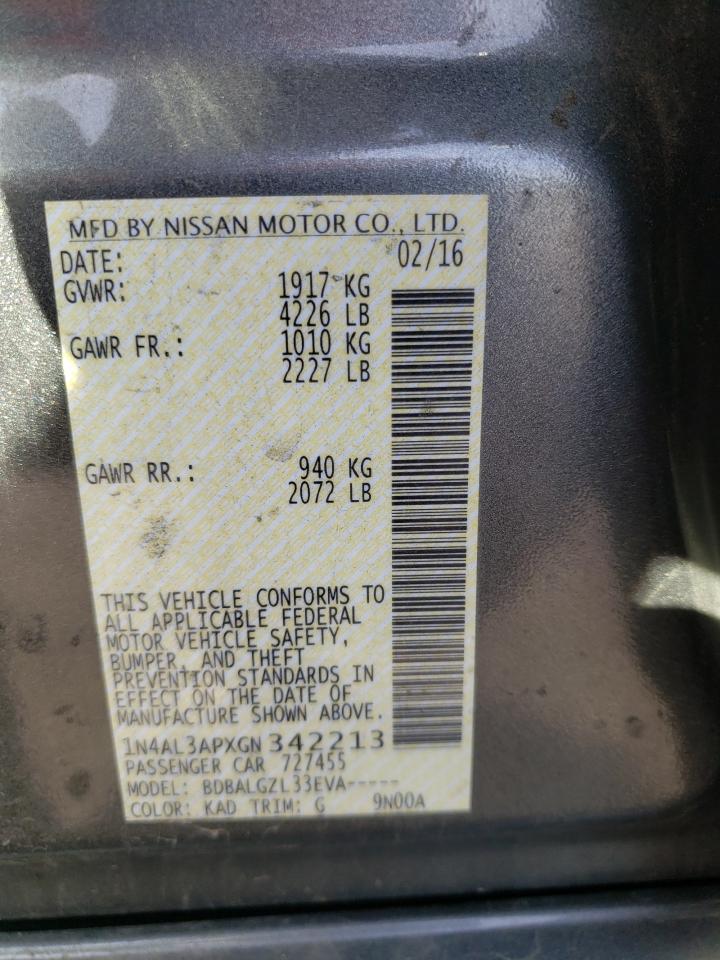 Photo 10 from auction – 2016 NISSAN ALTIMA 2.5 with VIN 1N4AL3APXGN342213