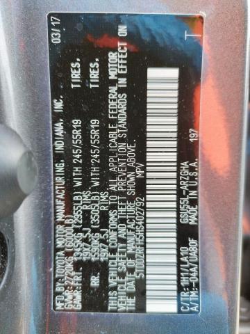 Photo 10 from auction – 2017 TOYOTA HIGHLANDER with VIN 5TDDZRFH5HS402792