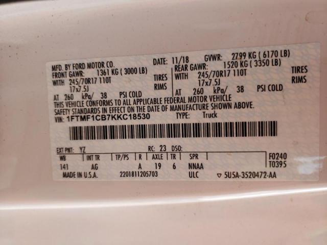 Photo 10 from auction – 2019 FORD F150 with VIN 1FTMF1CB7KKC18530