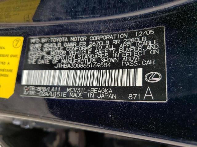 Photo 10 from auction – 2006 LEXUS ES 330 with VIN JTHBA30G865169584