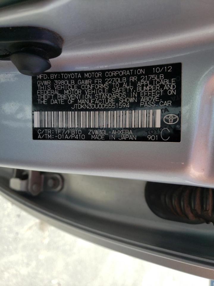 Photo 10 from auction – 2013 TOYOTA PRIUS with VIN JTDKN3DU0D5551594