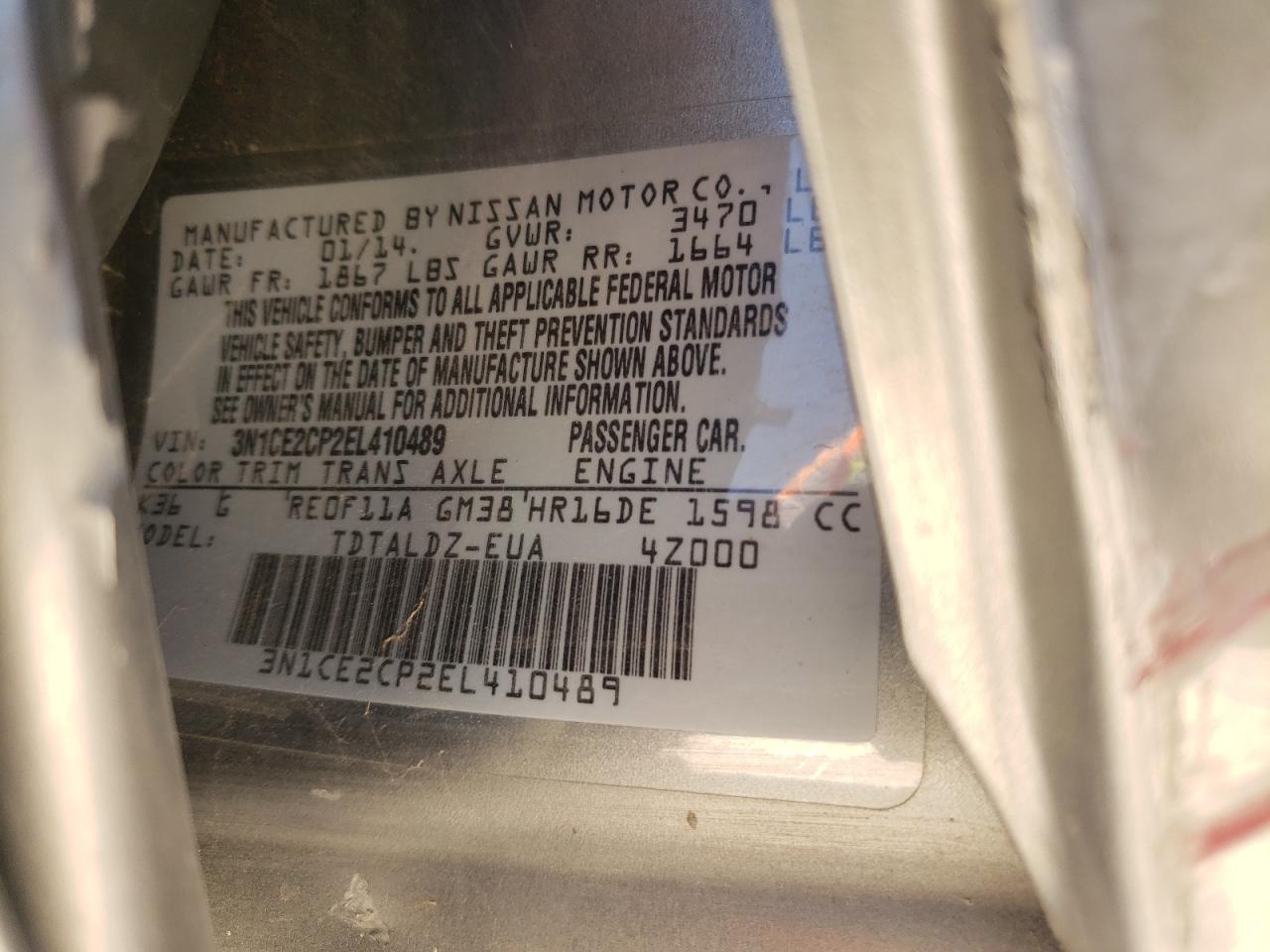 Photo 10 from auction – 2014 NISSAN VERSA NOTE with VIN 3N1CE2CP2EL410489