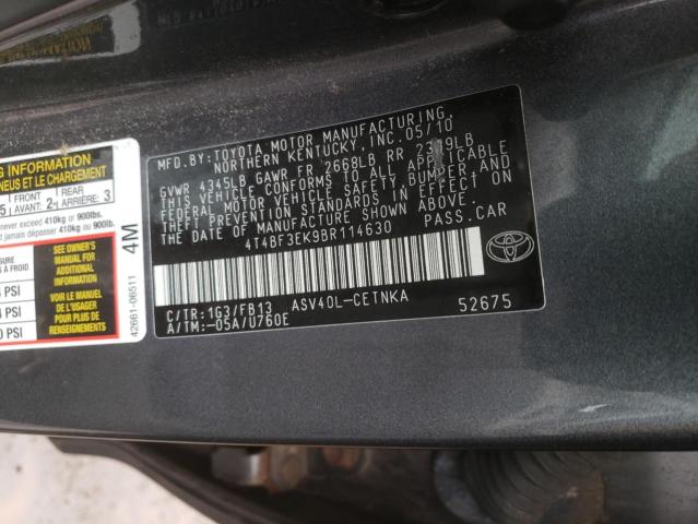 Photo 10 from auction – 2011 TOYOTA CAMRY BASE with VIN 4T4BF3EK9BR114630