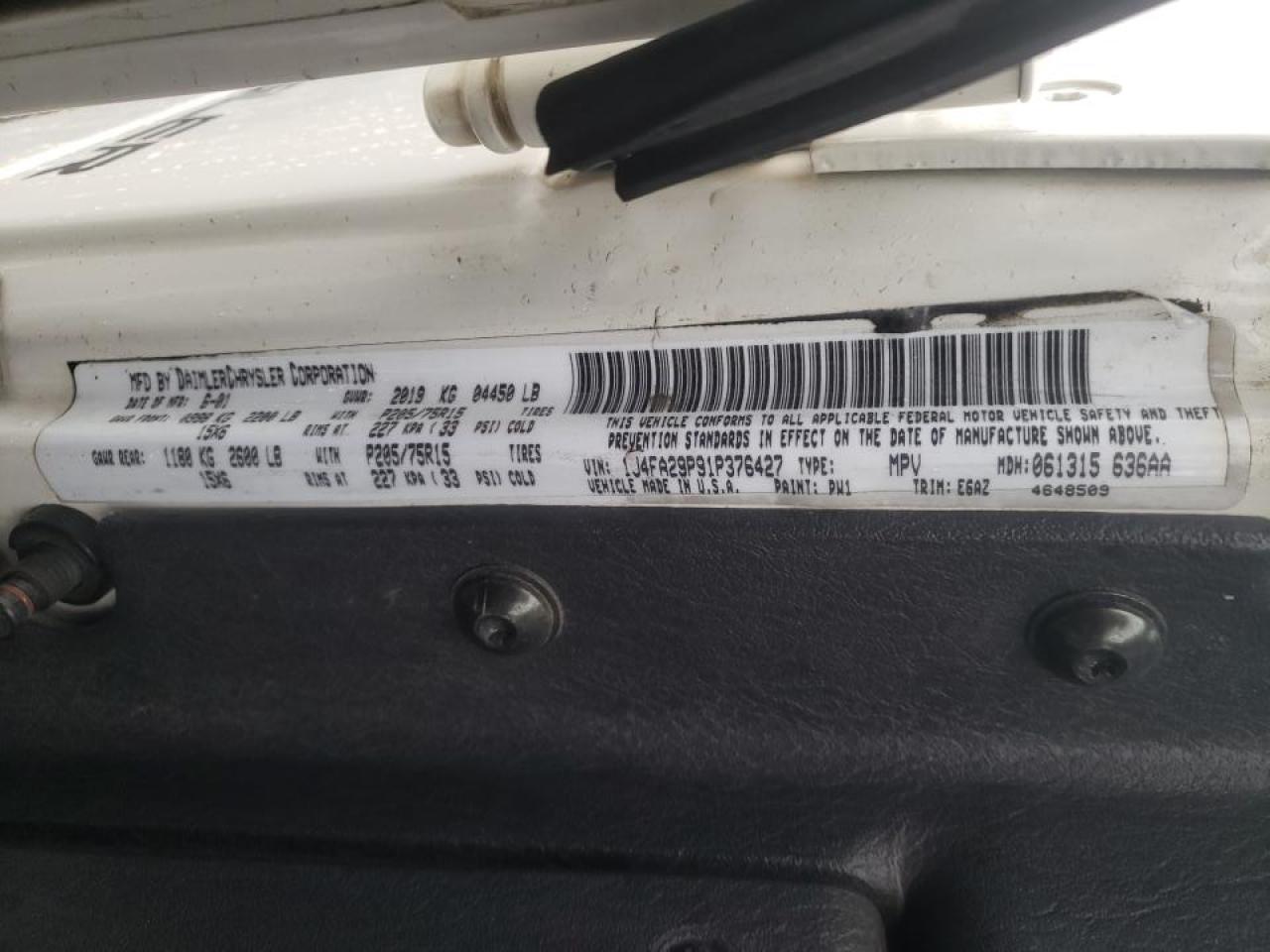 Photo 10 from auction – 2003 JEEP WRANGLER / with VIN 1J4FA291P37642727