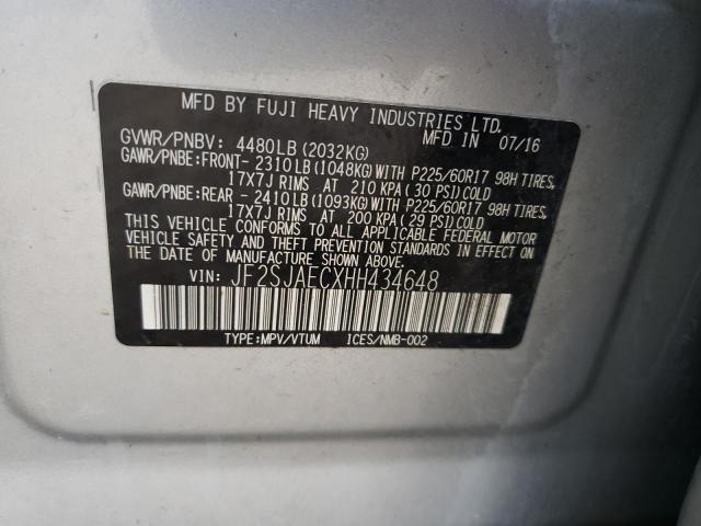 Photo 10 from auction – 2017 SUBARU FORESTER 2 with VIN JF2SJAECXHH434648