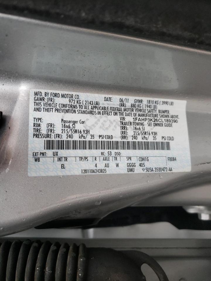 Photo 10 from auction – 2012 FORD FOCUS SE with VIN 1FAHP3K26CL189390