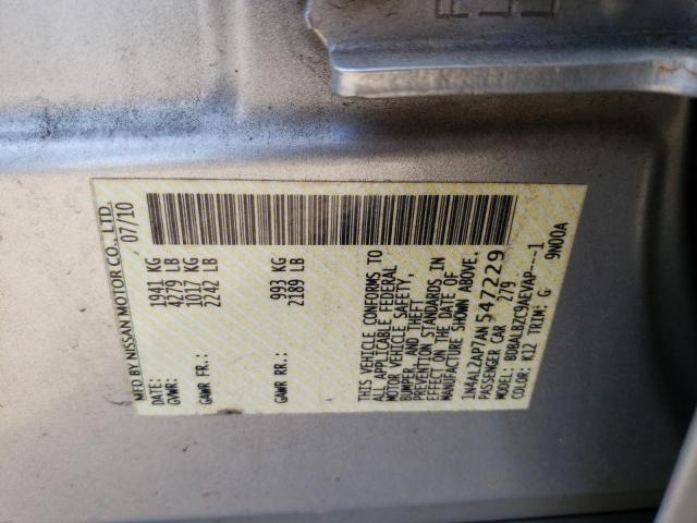 Photo 10 from auction – 2010 NISSAN ALTIMA BAS with VIN 1N4AL2AP7AN547229