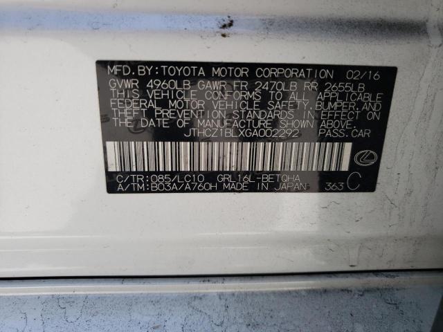 Photo 10 from auction – 2016 LEXUS GS 350 with VIN JTHCZ1BLXGA002292
