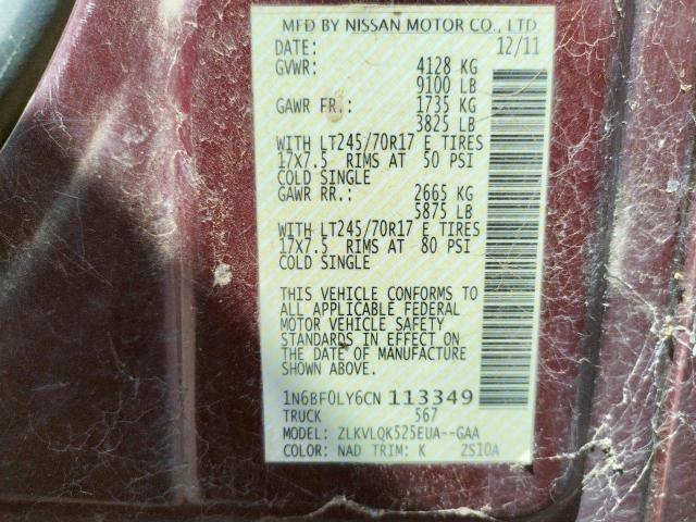 Photo 10 from auction – 2012 NISSAN NV 2500 with VIN 1N6BF0LY6CN113349