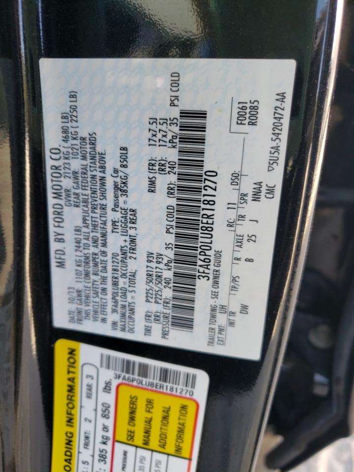 Photo 10 from auction – 2014 FORD FUSION SE with VIN 3FA6P0LU8ER181270