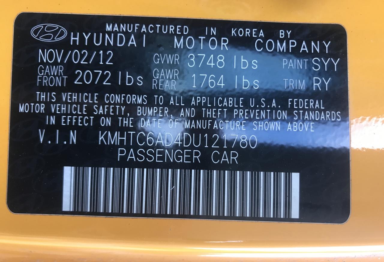 Photo 10 from auction – 2013 HYUNDAI VELOSTER with VIN KMHTC6AD4DU121780