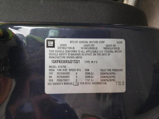 Photo 10 from auction – 2008 GMC YUKON DENA with VIN 1GKFK638X8J217221