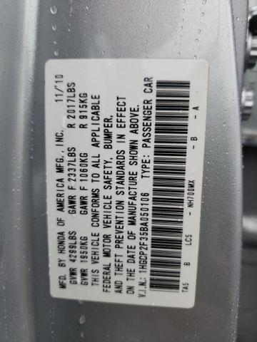 Photo 10 from auction – 2011 HONDA ACCORD LX with VIN 1HGCP2F35BA050106