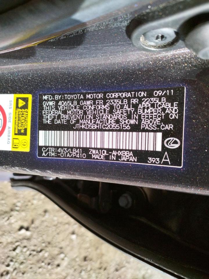 Photo 10 from auction – 2012 LEXUS CT 200 with VIN JTHKD5BH1C2055156