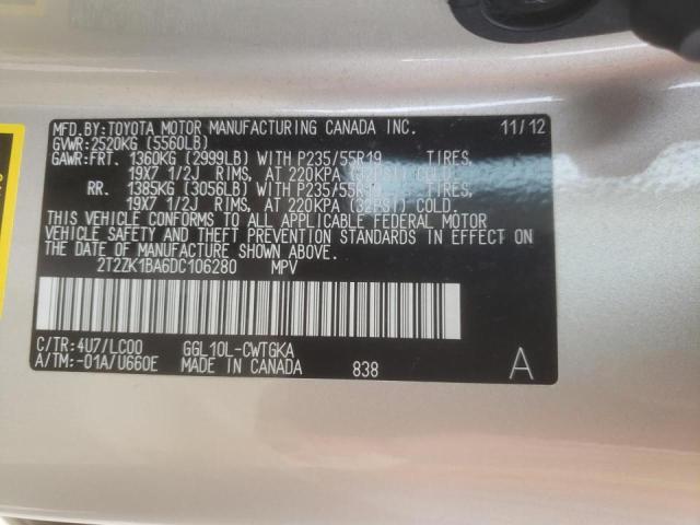 Photo 10 from auction – 2013 LEXUS RX 350 with VIN 2T2ZK1BA6DC106280