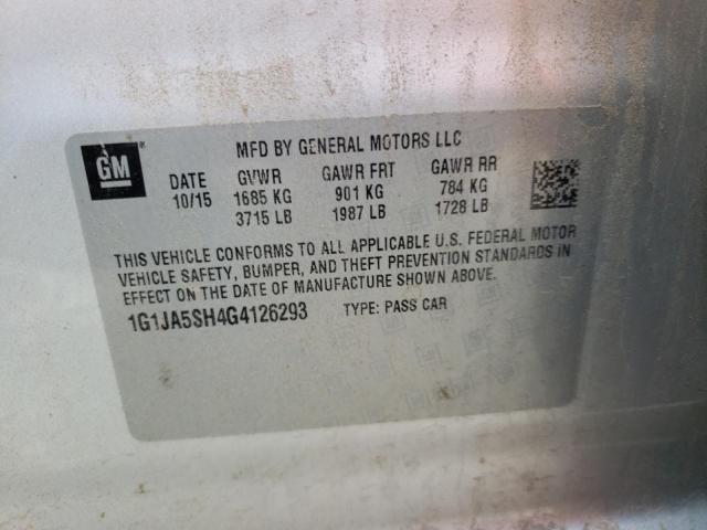 Photo 10 from auction – 2016 CHEVROLET SONIC LS with VIN 1G1JA5SH4G4126293