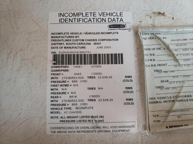 Photo 10 from auction – 2004 FREIGHTLINER CHASSIS X with VIN 4UZAAHAKX4CM50741