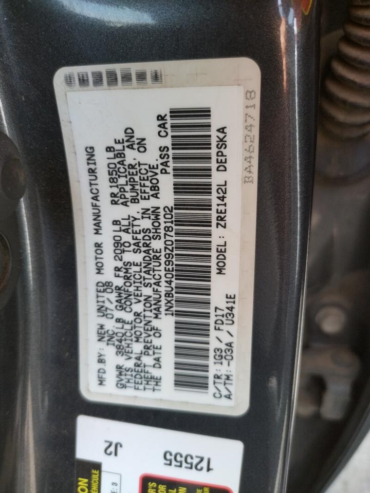Photo 20 from auction – 2009 TOYOTA COROLLA BA with VIN 1NXBU40E99Z078102