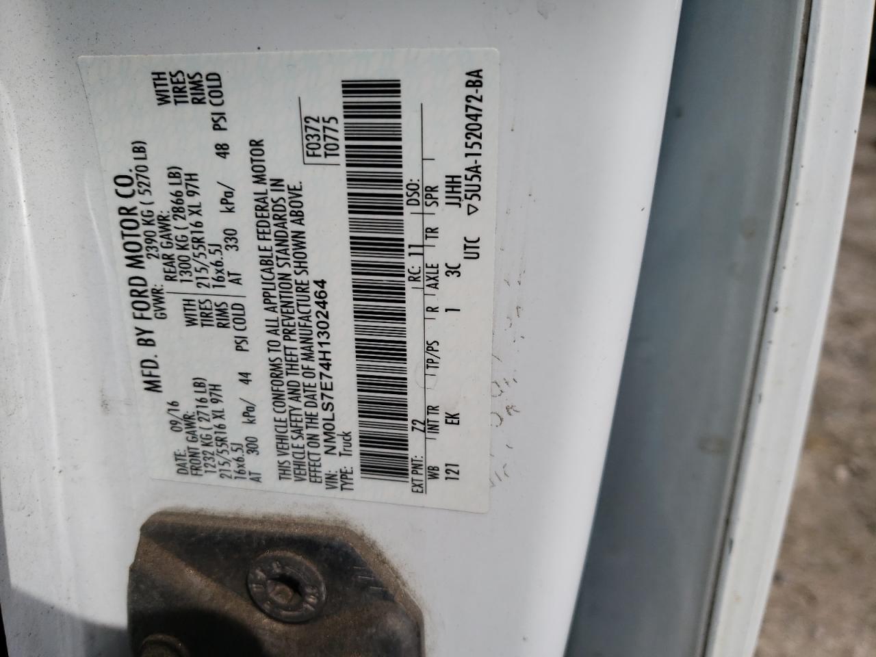 Photo 10 from auction – 2017 FORD TRANSIT CO with VIN NM0LS7E74H1302464