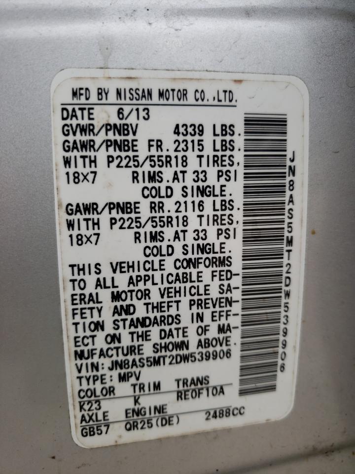 Photo 10 from auction – 2013 NISSAN ROGUE S with VIN JN8AS5MT2DW539906