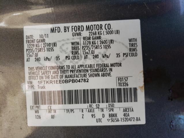 Photo 10 from auction – 2011 FORD RANGER SUP with VIN 1FTKR1EE0BPB04782