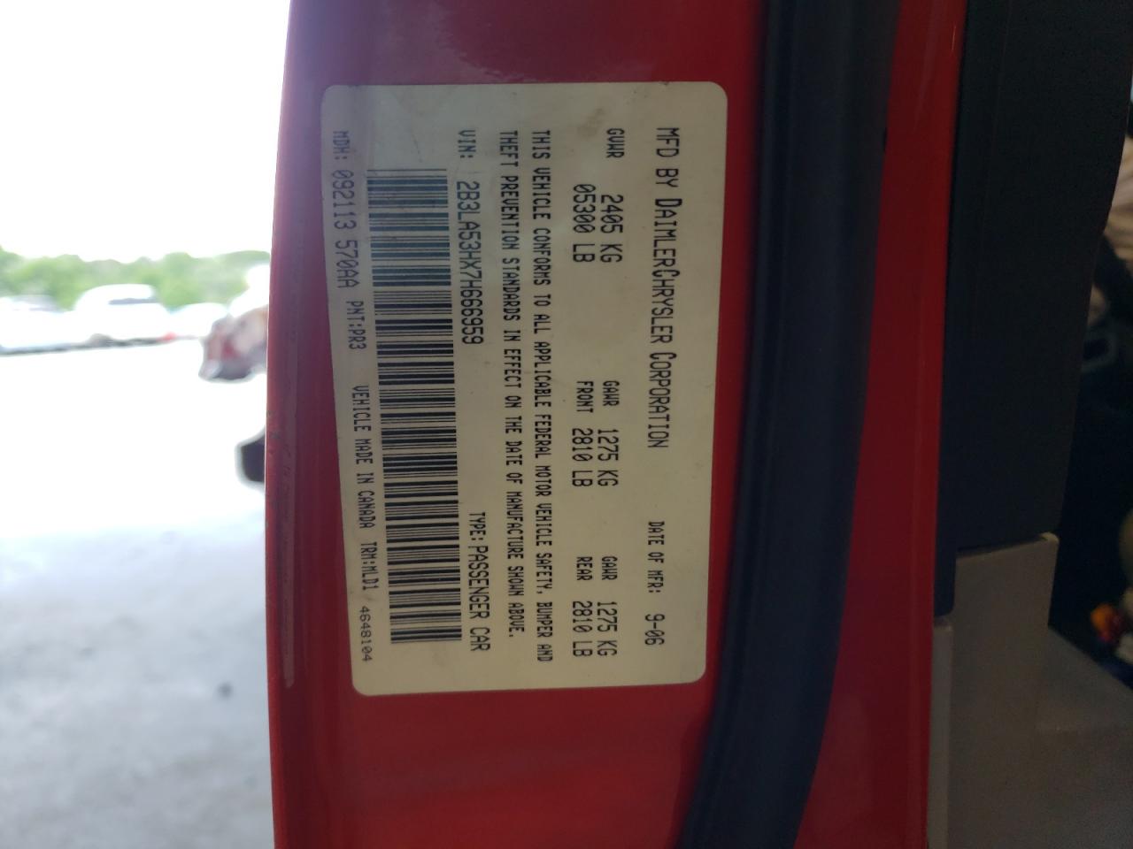 Photo 10 from auction – 2007 DODGE CHARGER R/ with VIN 2B3LA53HX7H666959