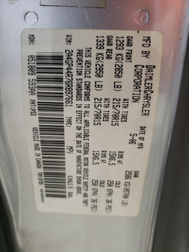 Photo 10 from auction – 2006 CHRYSLER TOWN & COU with VIN 2A4GP44R76R897661