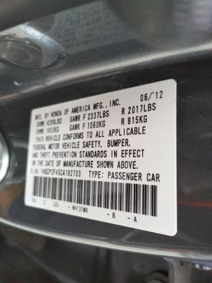 Photo 10 from auction – 2012 HONDA ACCORD LXP with VIN 1HGCP2F45CA182700