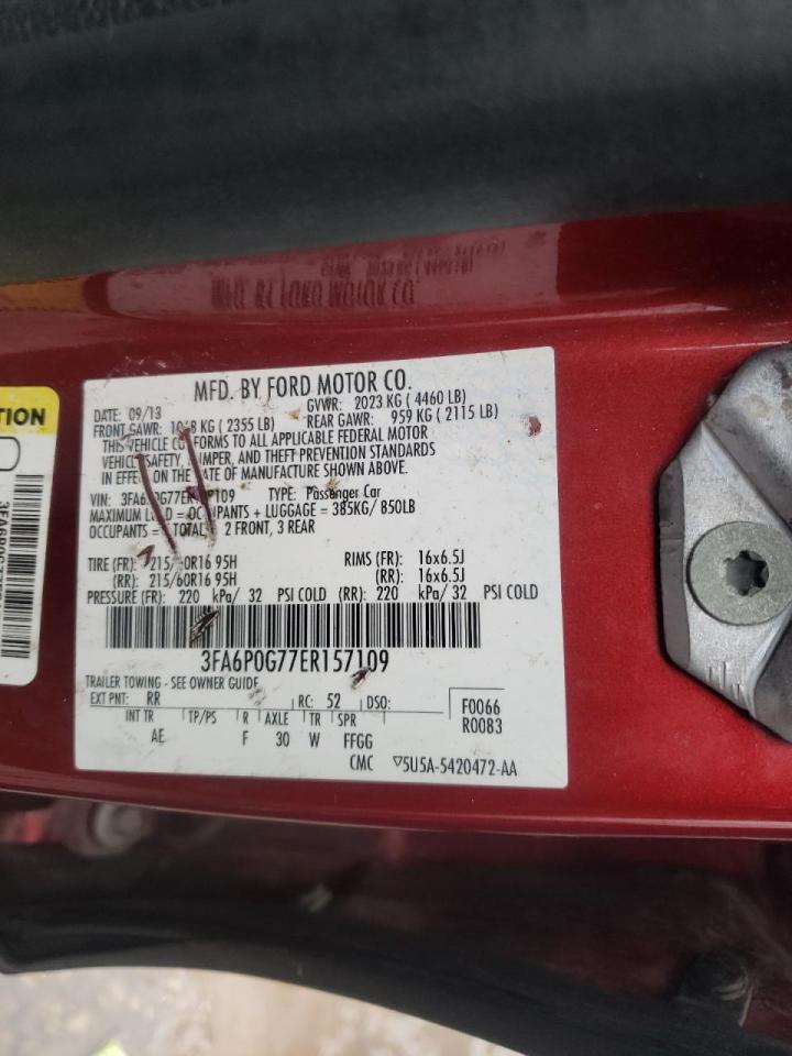 Photo 10 from auction – 2014 FORD FUSION S with VIN 3FA6P0G77ER157109