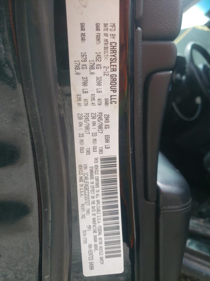 Photo 10 from auction – 2012 JEEP GRAND CHER with VIN 1C4RJFAG8CC233727