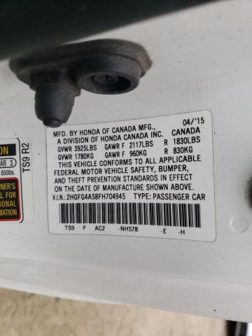 Photo 10 from auction – 2015 HONDA CIVIC SI with VIN 2HGFG4A58FH704945