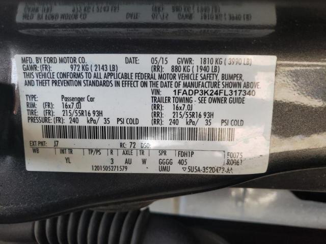 Photo 10 from auction – 2015 FORD FOCUS SE with VIN 1FADP3K24FL317340