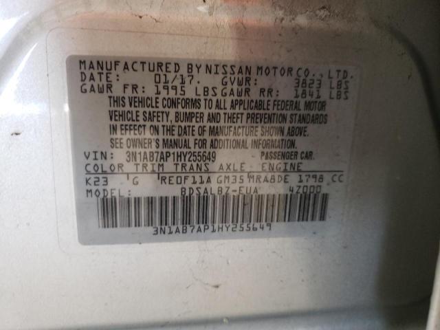 Photo 10 from auction – 2017 NISSAN SENTRA S with VIN 3N1AB7AP1HY255649