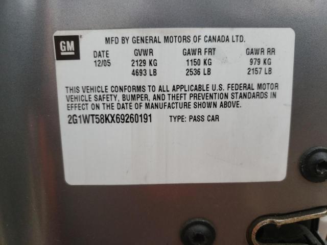 Photo 10 from auction – 2006 CHEVROLET IMPALA LT with VIN 2G1WT58KX69260191