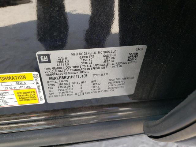 Photo 10 from auction – 2017 BUICK ENCLAVE with VIN 5GAKRBKD1HJ176105