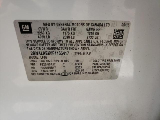 Photo 10 from auction – 2015 CHEVROLET EQUINOX LS with VIN 2GNALAEK0F1165417