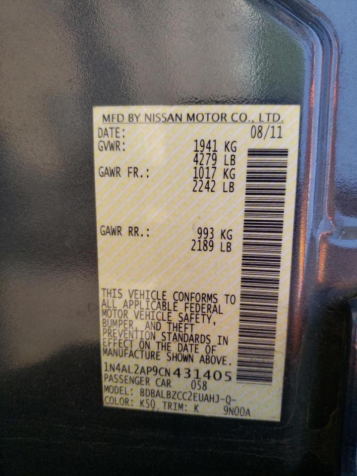 Photo 10 from auction – 2012 NISSAN ALTIMA BAS with VIN 1N4AL2AP9CN431405