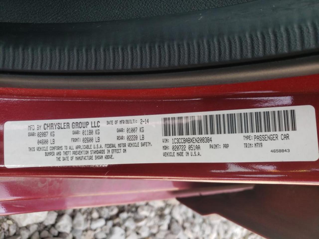 Photo 10 from auction – 2014 CHRYSLER 200 LX with VIN 1C3CCBABXEN208384