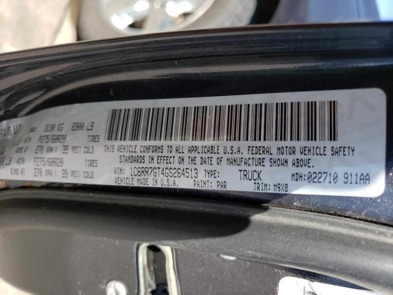Photo 10 from auction – 2016 RAM 1500 SLT with VIN 1C6RR7GT4GS264513